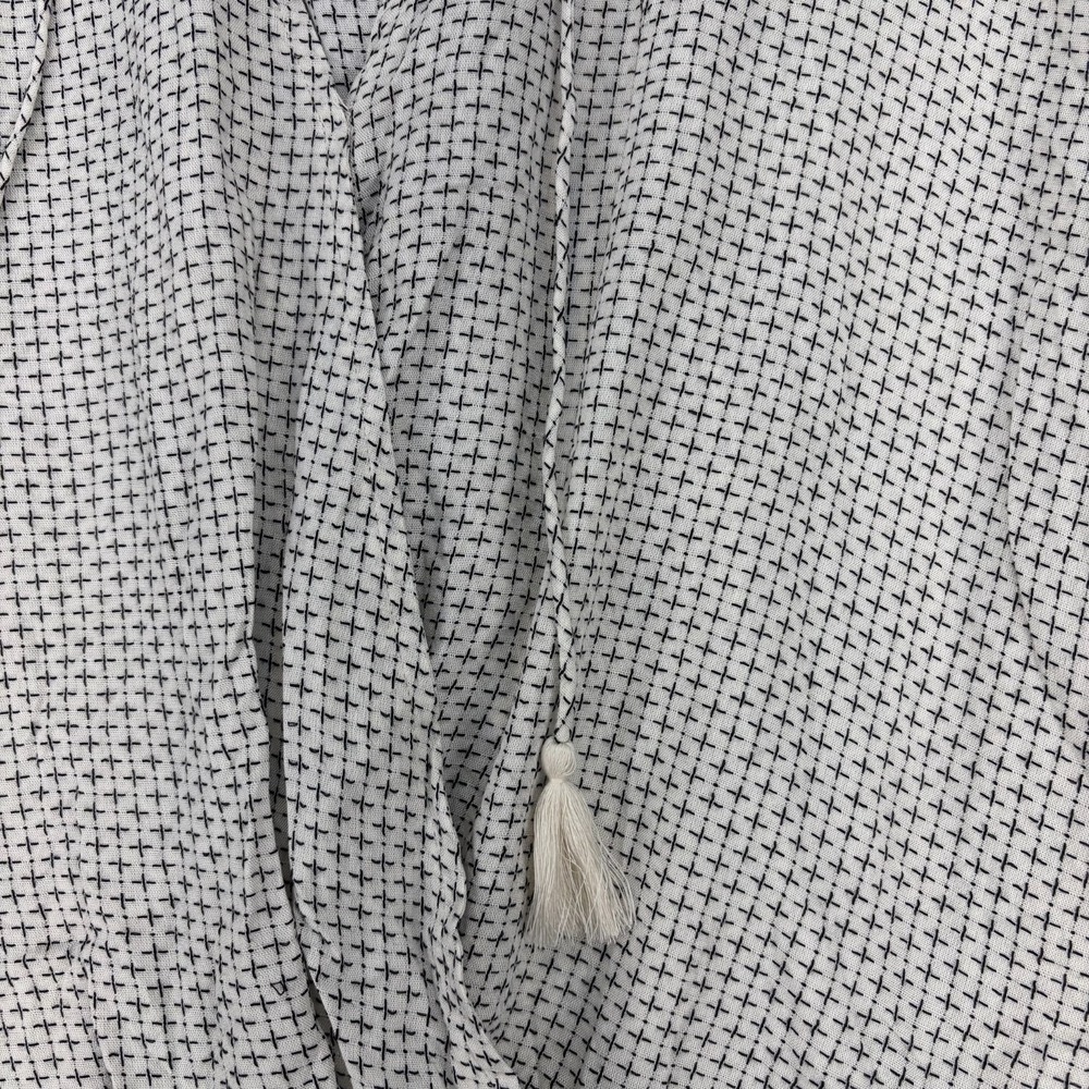 LOFT Lou & Grey Top Size S Small Pickstitch Wrap Chiffy Ivory Black Sleeve Women - Picture 6 of 10